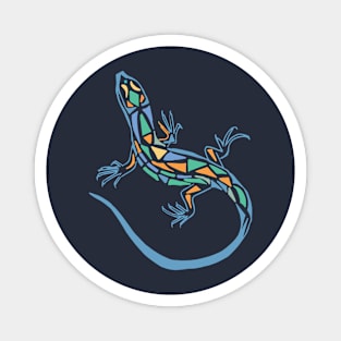 Lizard tribal green and blue Magnet